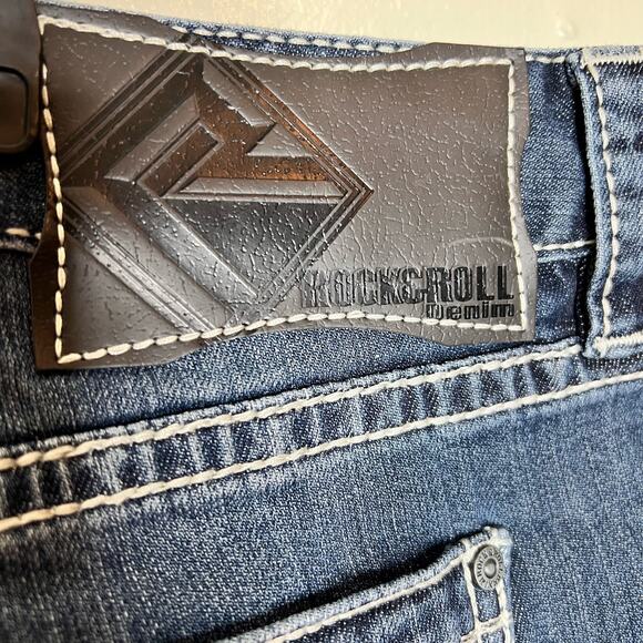 Rock & Roll Cowboy Pistol Straight Reflex Jeans 42x38 Men Med Wash Western Denim - Picture 9 of 13